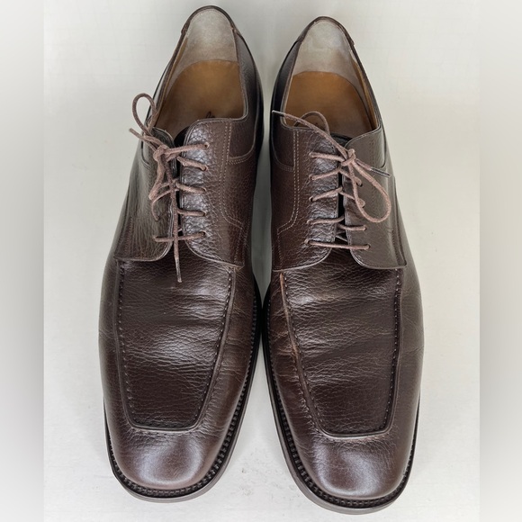 Santoni Oxfords Lace Up Dress Shoes Men Size 13D Brown Leather Made In Italy